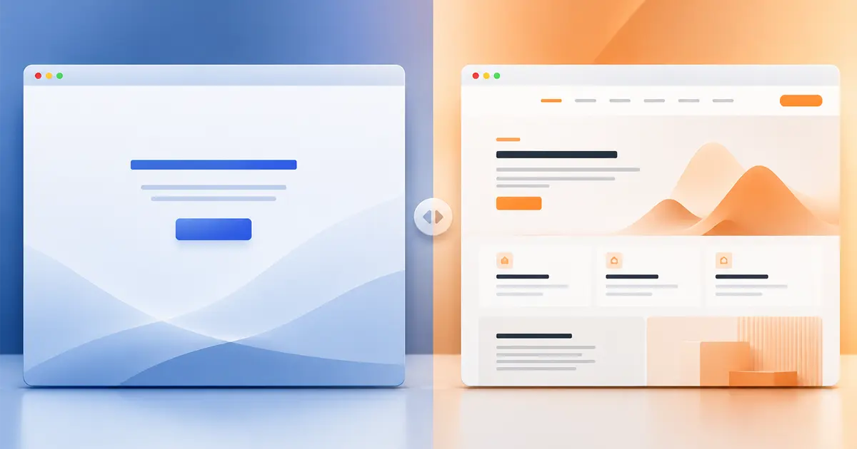Comparison of a landing page and a multi-page website